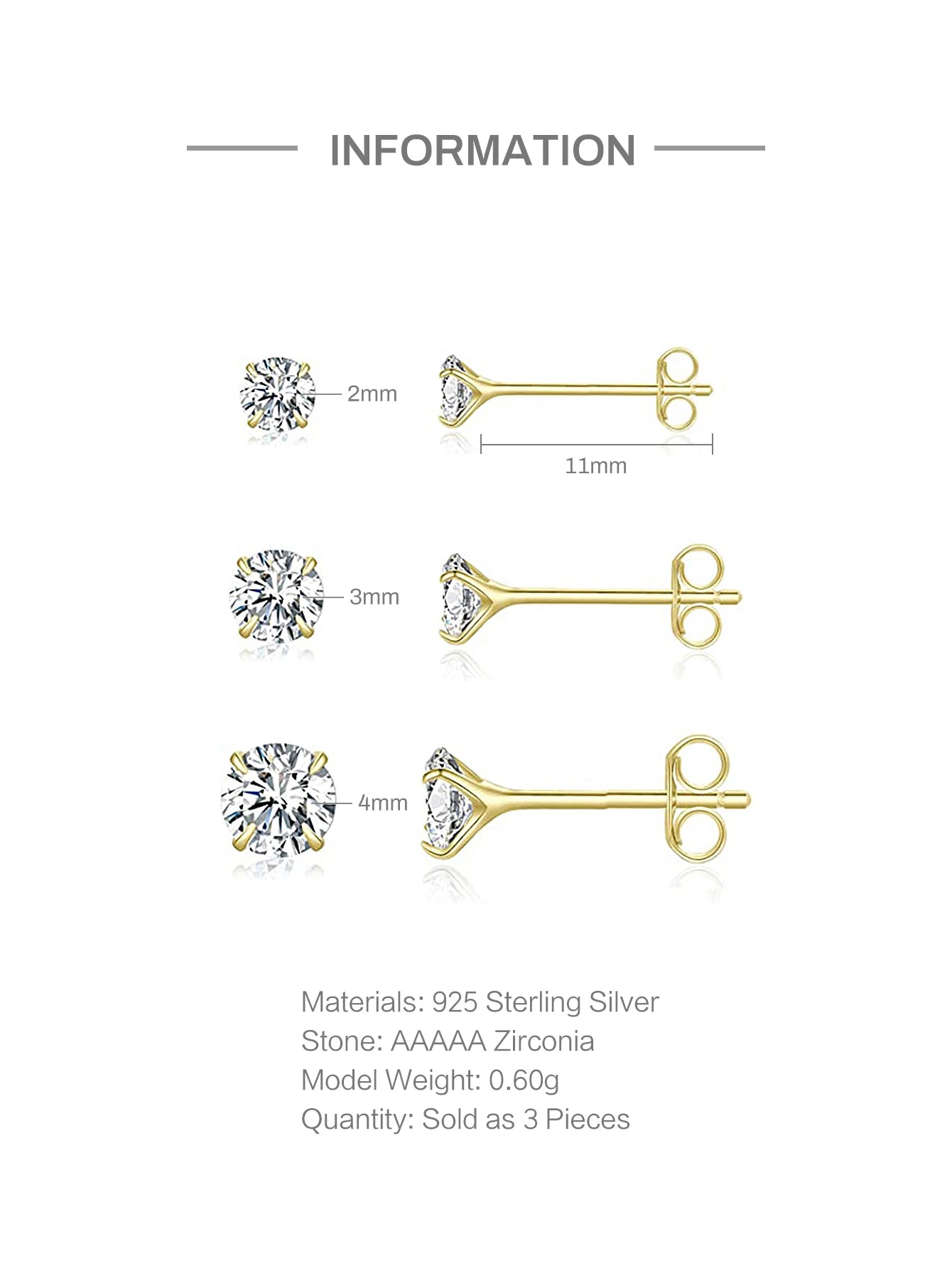 Amy 3 pièces  boucles d'oreilles