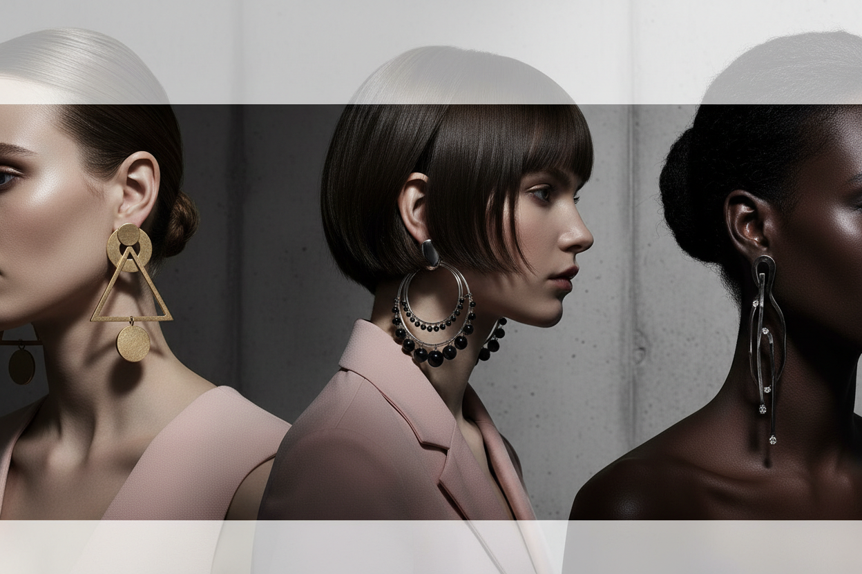 Bannière mode avec boucles d'oreilles tendance